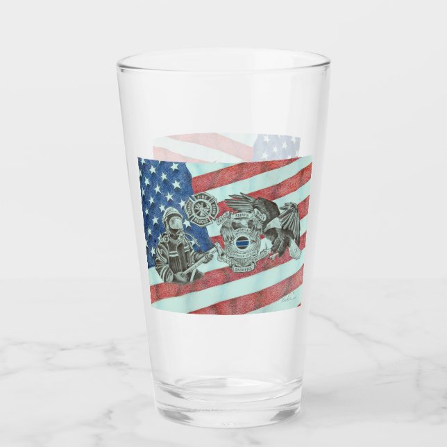 Patriotic First Responder Glass (Front)