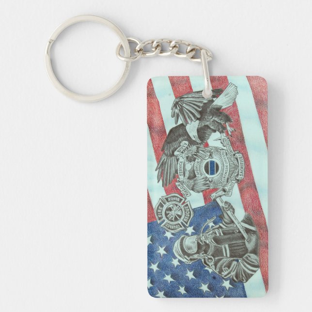 Patriotic First Responder Key Ring (Front)