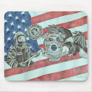 Patriotic First Responder Mouse Mat