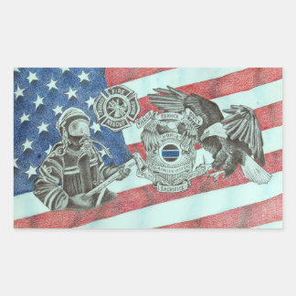 Patriotic First Responder Rectangular Sticker