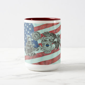 Patriotic First Responder Two-Tone Coffee Mug