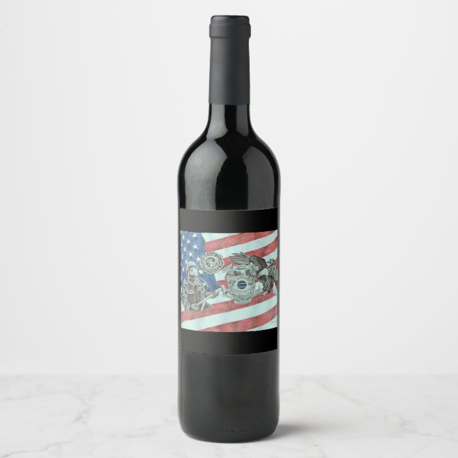 Patriotic First Responder Wine Label (Front)
