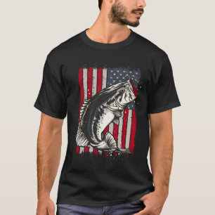 Patriotic Fisherman Angler Bass Fishing USA Flag F T-Shirt