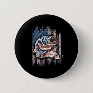 Patriotic Fishing 4th Of July Men Amercian Flag B  6 Cm Round Badge