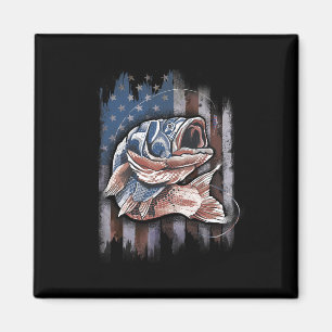 Patriotic Fishing 4th Of July Men Amercian Flag B Magnet