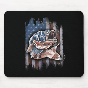 Patriotic Fishing 4th Of July Men Amercian Flag By Mouse Mat