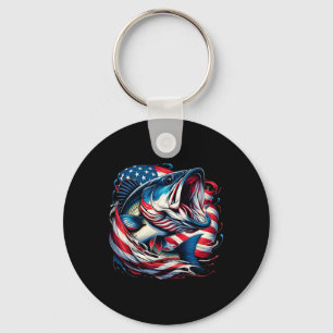 Patriotic Fishing 4th Of July Men American Flag B Key Ring