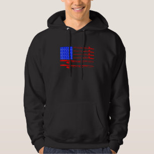 Patriotic Fishing Hook 4th Of July Fish American F Hoodie