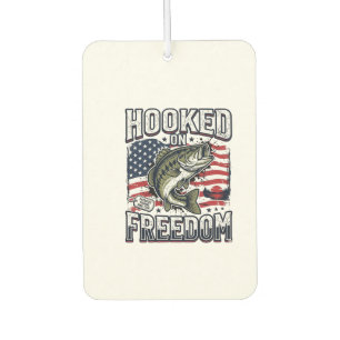 Patriotic Fishing Hooked On Freedom Vintage Bass Car Air Freshener