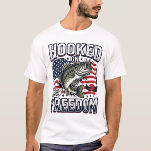 Patriotic Fishing Hooked On Freedom Vintage Bass T-Shirt