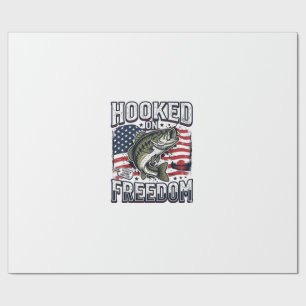 Patriotic Fishing Hooked On Freedom Vintage Bass Wrapping Paper