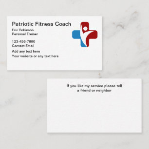 Patriotic Fitness Coach And Trainer Business Cards