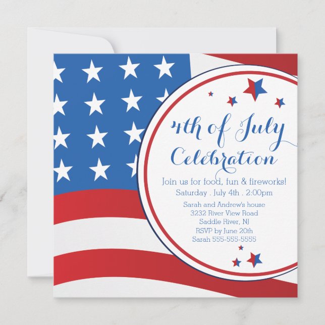 Patriotic Flag 4th of July Party Invitation (Front)