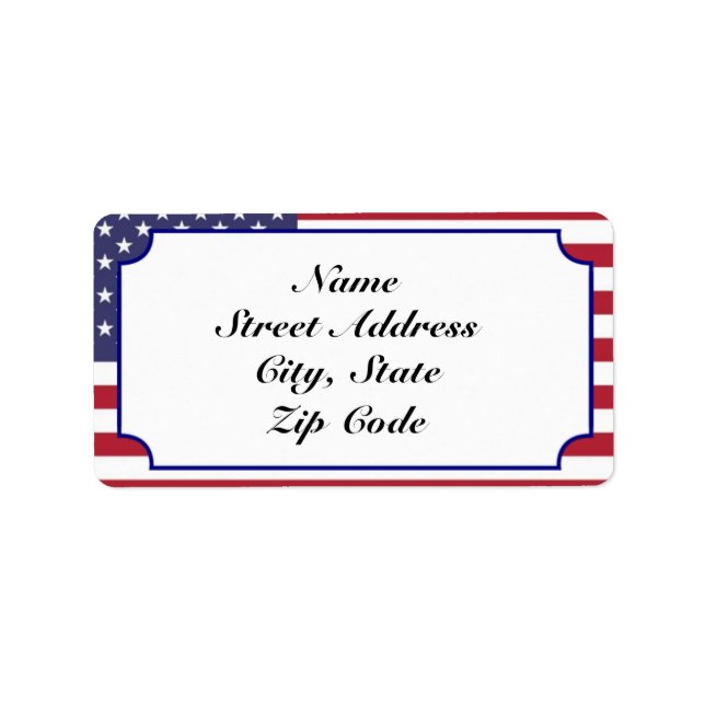 Patriotic Flag Address Labels Personalise (Front)