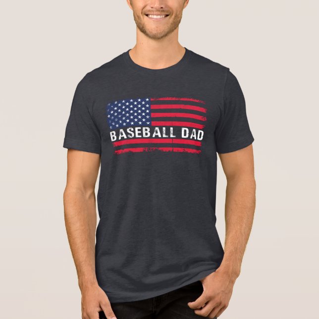 Patriotic Flag Baseball Dad Tri-Blend Shirt (Front)