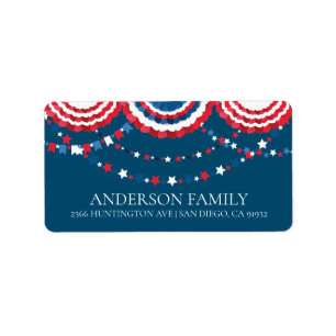 Patriotic Flag Bunting Return Address Label