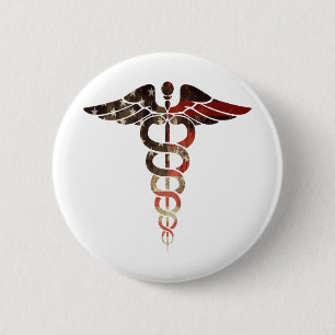 Patriotic Flag Caduceus Great For Nurses Dr'S Emt 6 Cm Round Badge