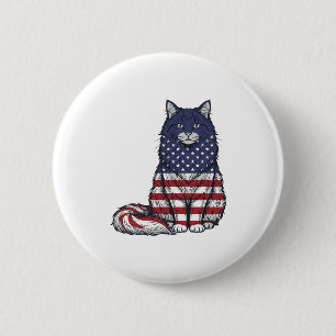 Patriotic Flag Cat Vintage Engraving Shirt Design_ 6 Cm Round Badge