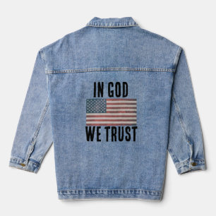 PATRIOTIC FLAG CHRISTIAN GOD WE TRUST Denim Jacket