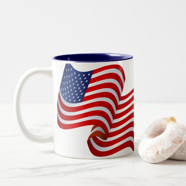 Patriotic Flag Coffee Mug (With Donut)