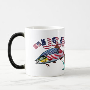 Patriotic Flag Covered Rainbow Trout Magic Mug