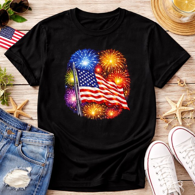 Patriotic Flag Fireworks  T-Shirt (Creator Uploaded)
