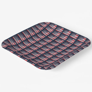 Patriotic Flag Flags 4th of July Celebration Paper Plate