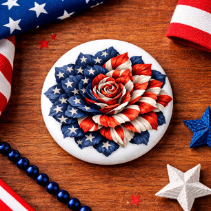 Patriotic Flag Floral Illustration 3 Cm Round Badge