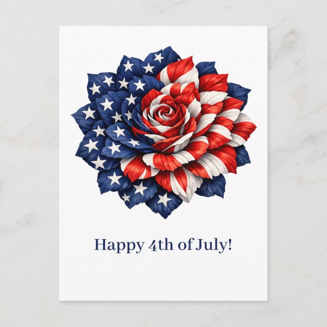 Patriotic Flag Floral Illustration Holiday Postcard (Front)
