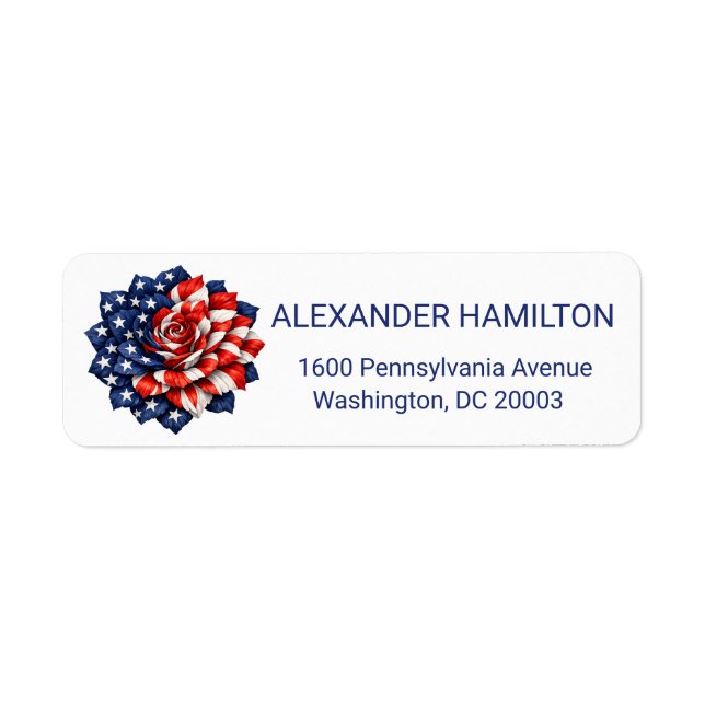 Patriotic Flag Floral Illustration Return Address (Front)