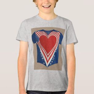 Patriotic Flag Hand Over Heart – Minimalist Vector Tri-Blend Shirt