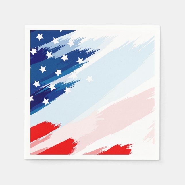 Patriotic Flag July 4th Paper Napkins (Front)