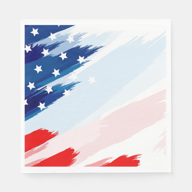 Patriotic Flag July 4th Paper Napkins (Front)