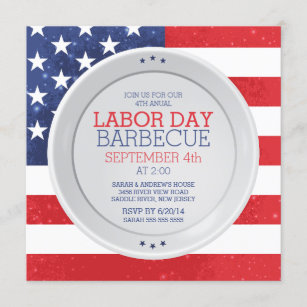 Patriotic Flag Labour Day Summer Barbecue Party Invitation