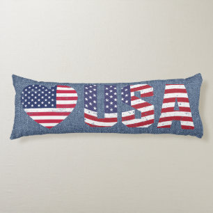 Patriotic Flag Love USA Blue Jean Denim Style Look Body Cushion