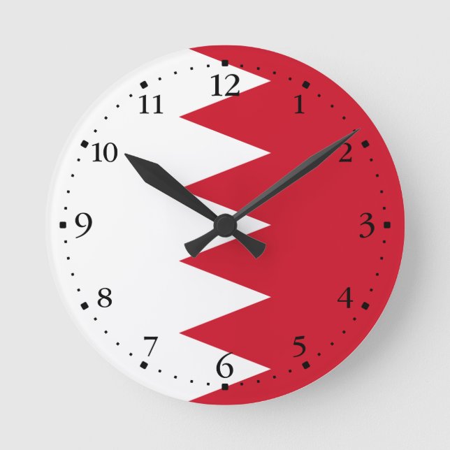 Patriotic Flag of Bahrain Round Clock (Front)