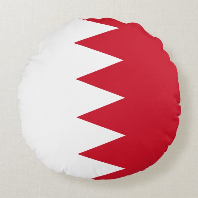 Patriotic Flag of Bahrain Round Pillow (Front)
