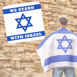 Patriotic Flag of Israel, We Stand With Israel Square Sticker