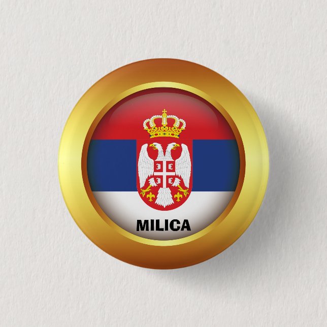 Patriotic flag of Serbia 3 Cm Round Badge (Front)