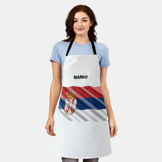 Patriotic flag of Serbia Apron (Worn)