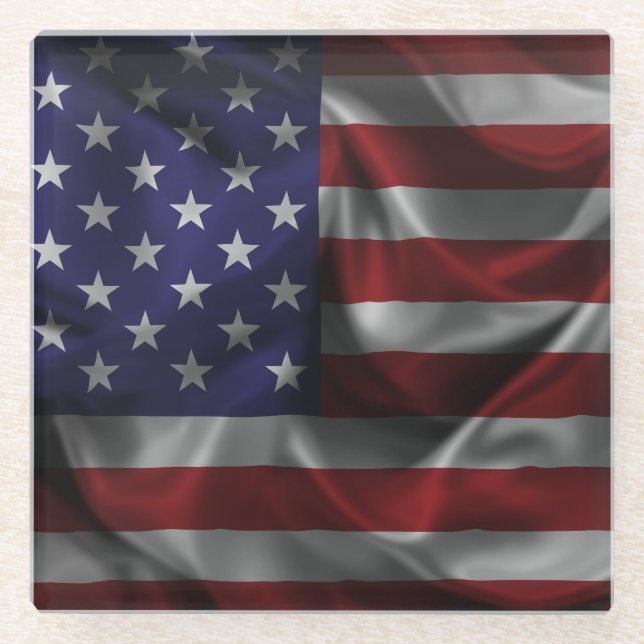 Patriotic Flag Of The United States Of America Glass Coaster (Front)