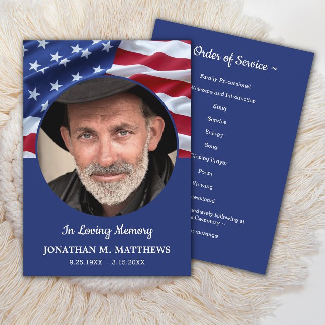 Patriotic Flag Order Of Service Funeral Program Invitation (Creator Uploaded)