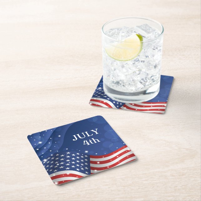 Patriotic Flag Paper Drink Coaster (Insitu)