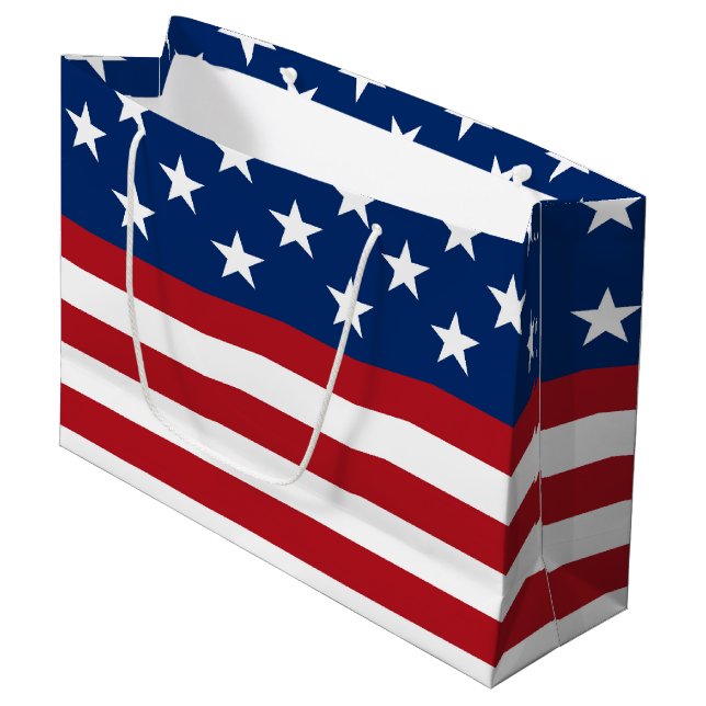 Patriotic Flag pattern July Fourth large gift bag (Front Angled)