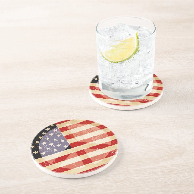 Patriotic Flag Peace Sign Coaster (Side)