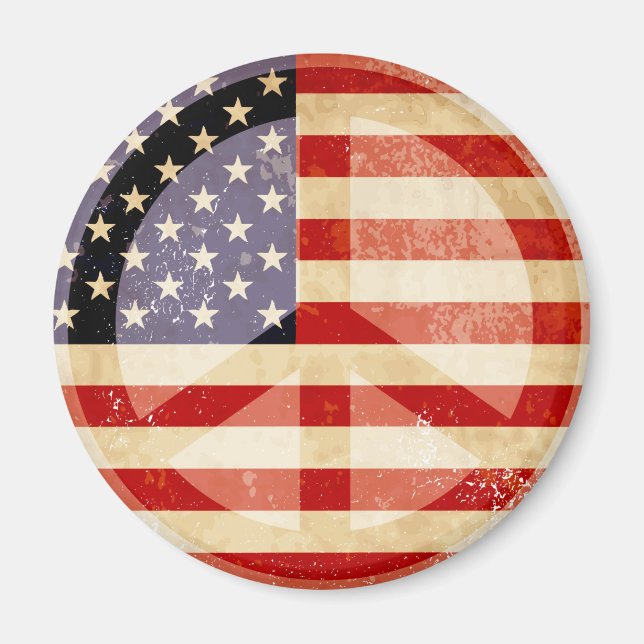 Patriotic Flag Peace Sign Magnet (Front)