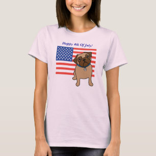 Patriotic Flag Pug Tees for Kids and Adults