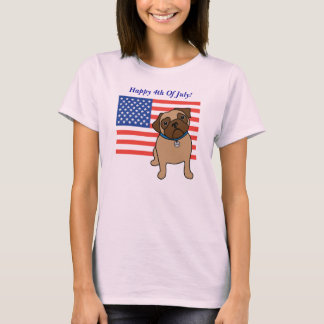 Patriotic Flag Pug Tees for Kids and Adults