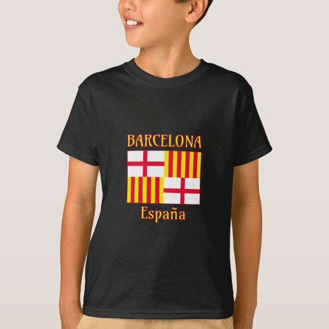 Patriotic Flag Red White Yellow Barcelona Art T-Shirt (Front)