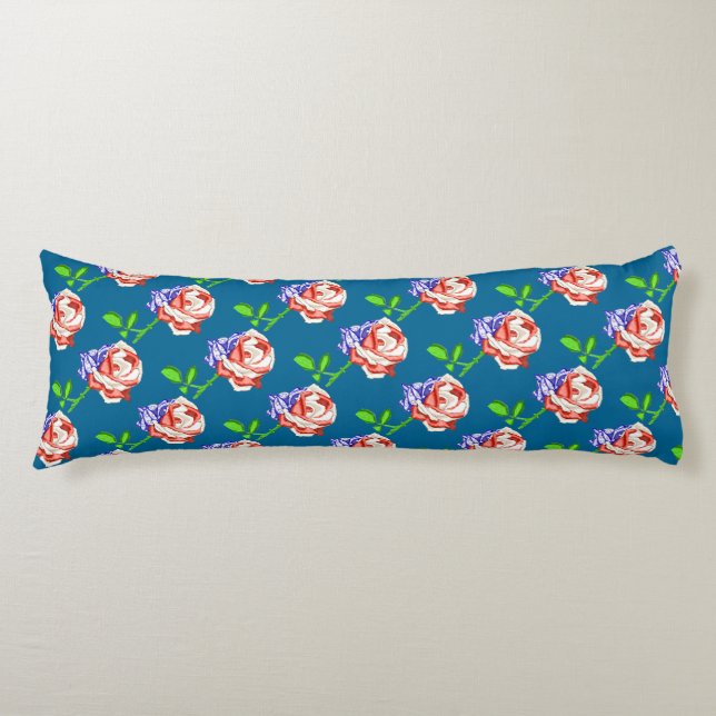 Patriotic Flag Rose Body Pillow (Front)